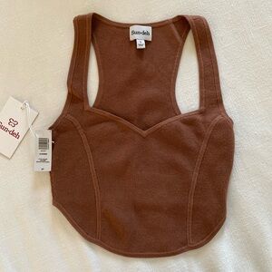 Aritzia Sunday Best Sun Deh brown knit tank top s